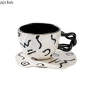 Axya Ceramic Mug & Plate Set with Unique Handle. Breakfast & Beverage Cups.