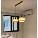 Axyaa Retro Glass Chandelier Light Fixture Solid Wood Pendant Lamp