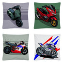 Axyaa Motorcycle Cartoon Plush Pillowcase Home Sofa Car Decor 45x45 cm