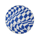Axyaa Blue Round Plaid Rug: Plush Living Room Carpet, Non-slip Soft Mat