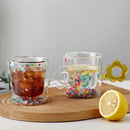 Axyaa Double-layer Insulated Milk Mug - Colorful Flower Love Cup