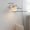 Axyaa White Ceramic LED Wall Lights with Pull Chain Switch on Modern Wood Base