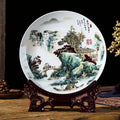 Axyaa Ceramic Plate Ornament Set with Modern Base for Home Decor and Flower Arrangement