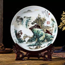 Axyaa Ceramic Plate Ornament Set with Modern Base for Home Decor and Flower Arrangement