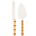Axyaa Bamboo Handle Stainless Steel Dinnerware Set for Elegant Dining