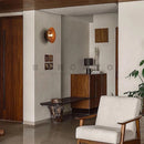Axyaa Walnut Wood Glass Wall Sconce: Modern Vintage Wabi-sabi Style Lighting