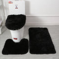 Axyaa 3 Piece White Bathroom Rugs Sets Non-Slip Bath Mats Lid Cover Contour Mat