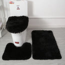 Axyaa 3 Piece White Bathroom Rugs Sets Non-Slip Bath Mats Lid Cover Contour Mat