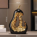 Axyaa Goldene Birne Keramik Skulptur Obst Deko Hohle Abstrakte Figur