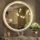 Axyaa 600mm Round LED Bathroom Mirror Anti-fog Wall Hanging Illuminated Lighted Black/Gold Frame