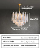 Axyaa Modern Copper Marble Pendant Light LED Chandelier for Home Decor