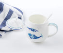 Axyaa Blue Fish Milk Cup - Real Bone  Ceramic Anime Mug