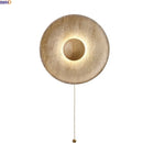 Axyaa LED Wall Sconce Wabi Sabi Yellow Travertine Stone Wood Bedroom Lamp
