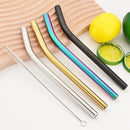 Axyaa Stainless Steel Wide Bent Straw Set with Cleaning Brush