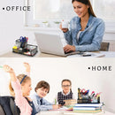 Axyaa Mesh Pen Holder for Desk, 3 Compartments Black Pencil Organizer