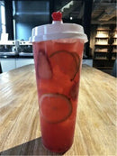 Axya Disposable Plastic Juice Cups with Dome Lid for Cold Drinks & Bubble Tea