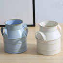 Rustic Iron Bucket Vase Holder for Home Decor by Axyaa