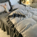 Axyaa Princess Style Bedding Set - Woman's Solid Color Ruffles Duvet Cover & Sheets