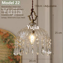 Axyaa Vintage Clear Glass Brass Pendant Light for Kitchen Dining Bedroom