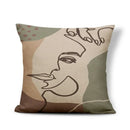 Axyaa Geometric Abstract Face Linen Cushion Cover 45x45Cm