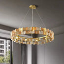 Axyaa Gold Chandelier with Butterfly Glass Shade - Luxury Lighting for Home & Hotel