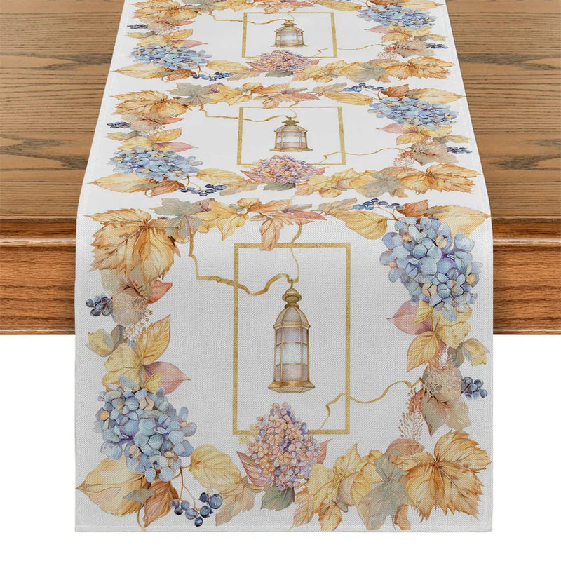 Axyaa Watercolor Flower Foliage Table Runner for Kitchen and Holiday Party
