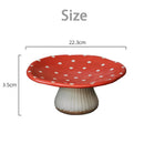Axya Circular Red Mushroom Tray: Cute Fruit Storage Plate, Home Tableware & Decor.