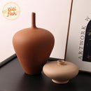 Brushed Ceramic Vase Set by Axyaa - Minimalist Table Decor & Room Aesthetics