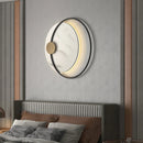 Axyaa Luxury Black Metal & Marble Round Wall Lamp for Bedroom Living Room Hotel