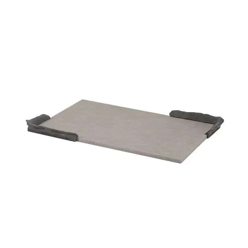 Axya Rectangular Leather Tray with Metal Handle for Home Decor and Organization