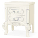 Axyaa Carved White Nightstand with 2 Drawers - Elegant Bedside Table for Bedroom