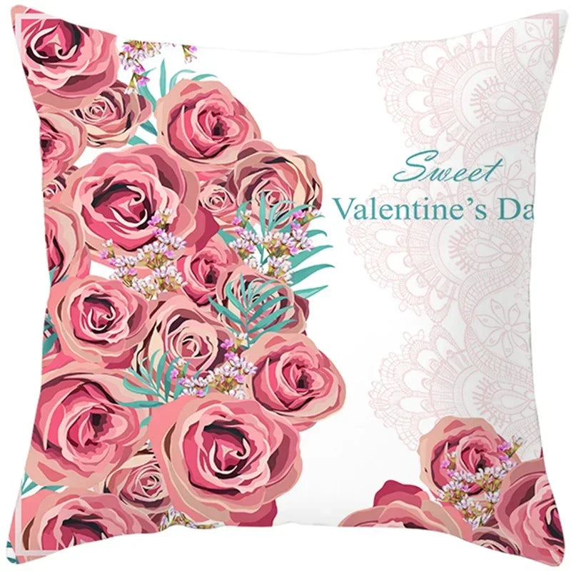 Axyaa Valentine's Day Parchment Pillow Set for Home Sofa, Square Pillowcase