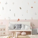 Boho Mushroom Leaves Nursery Wall Decals by Axyaa