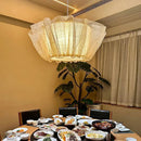 Axyaa Woven Chandelier: Japanese Style Fabric Pendant Lamp for Dining, Living Room