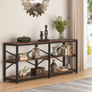 Axyaa Industrial 3-Tier Sofa Table - 70.9" Long Console Behind Couch Table