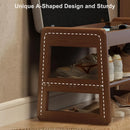 Axyaa Walnut Shoe Storage Bench with Cushion and Organizer