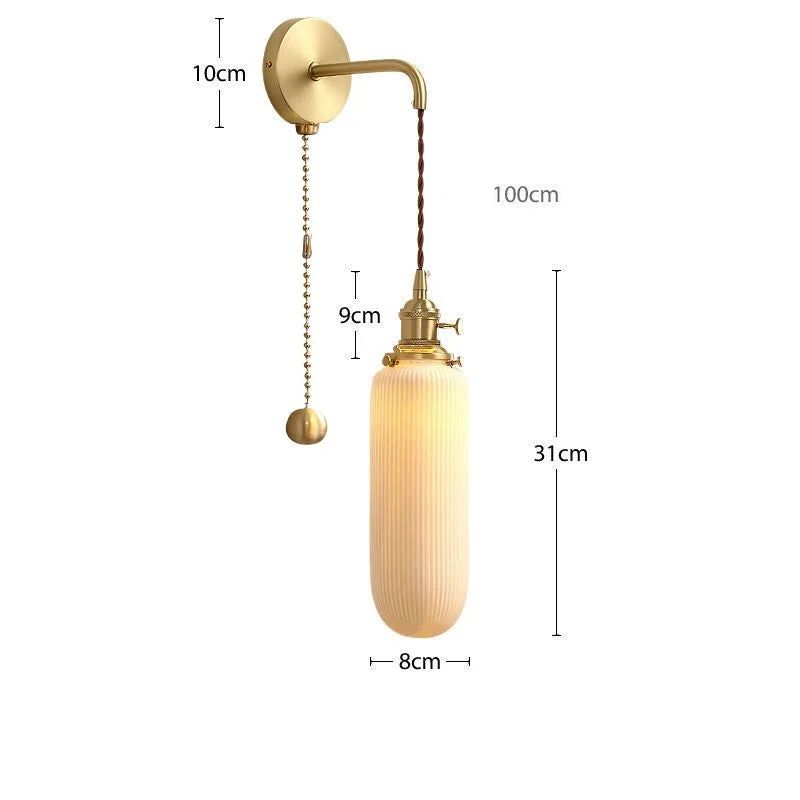 Axyaa Nordic LED Wall Light - Adjustable Copper Ceramic Fixture for Bedroom Living Room