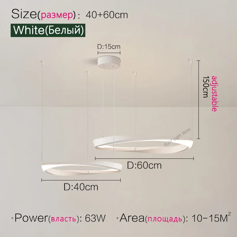 Axyaa Nordic Pendant Chandelier Ring Lamp for Modern Dining Room and Bedroom