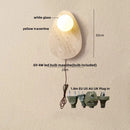 Axyaa Modern LED Stone Wall Light Fixture White Glass Globe Yellow Travertine
