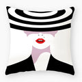 Axyaa Red Lips Stripe Throw Pillow Cover - 45X45CM