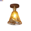 Axyaa Amber Glass LED Ceiling Lamp: Modern Aluminum Wood Light Fixture