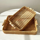 Axyaa Living Room Tray Fruit Basket Bread Plate Snack Basket Woven Wedding Plate