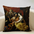 Axyaa Famous Painting Series Cushion Cover 45X45 Linen Pillowcase - Art Decor for Home & Office