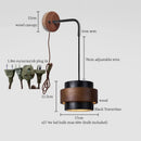 Axyaa Black Travertine Adjustable LED Wall Sconce Reading Lamp
