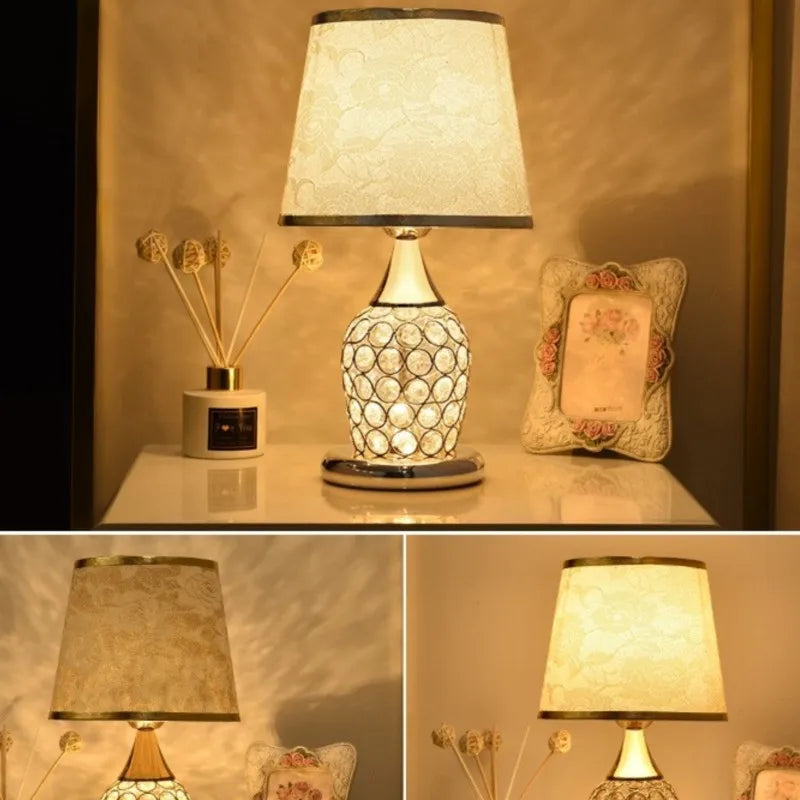 Axyaa Crystal Table Lamp: Modern Bedroom Warmth and Style