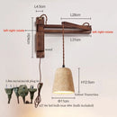 Axyaa Wood Stone LED Wall Lamp with Pull Switch, Stretching and Folding for Home Lighting