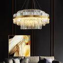 Axyaa Gold Metal Dimmable LED Pendant Light with K9 Crystals