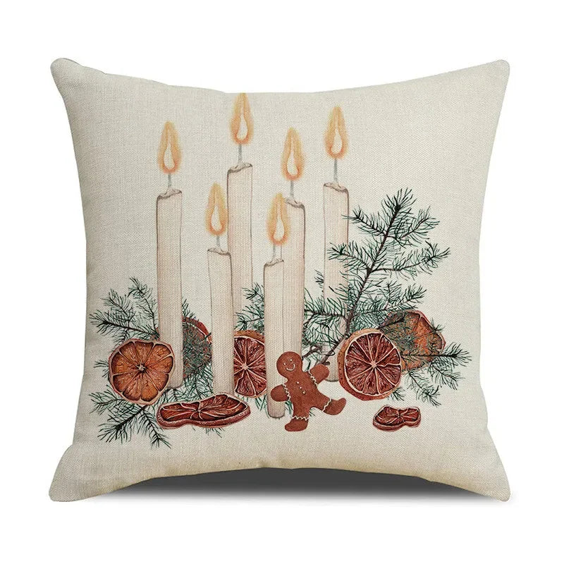 Pinecone Candlestick Linen Print Pillowcase for Home Decor by Axyaa