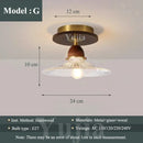Axyaa Vintage Glass Ceiling Light Metal Wood Fixture Surface Mount Hallway Entryway Kitchen