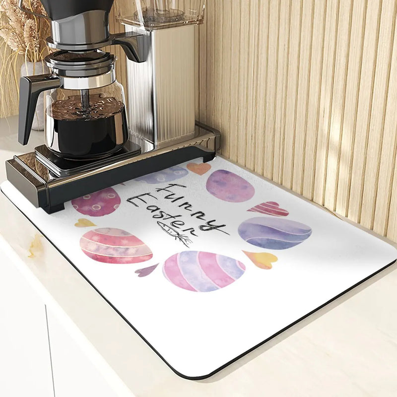 Easter Rabbit Print Kitchen Drying Mat Set by Axyaa